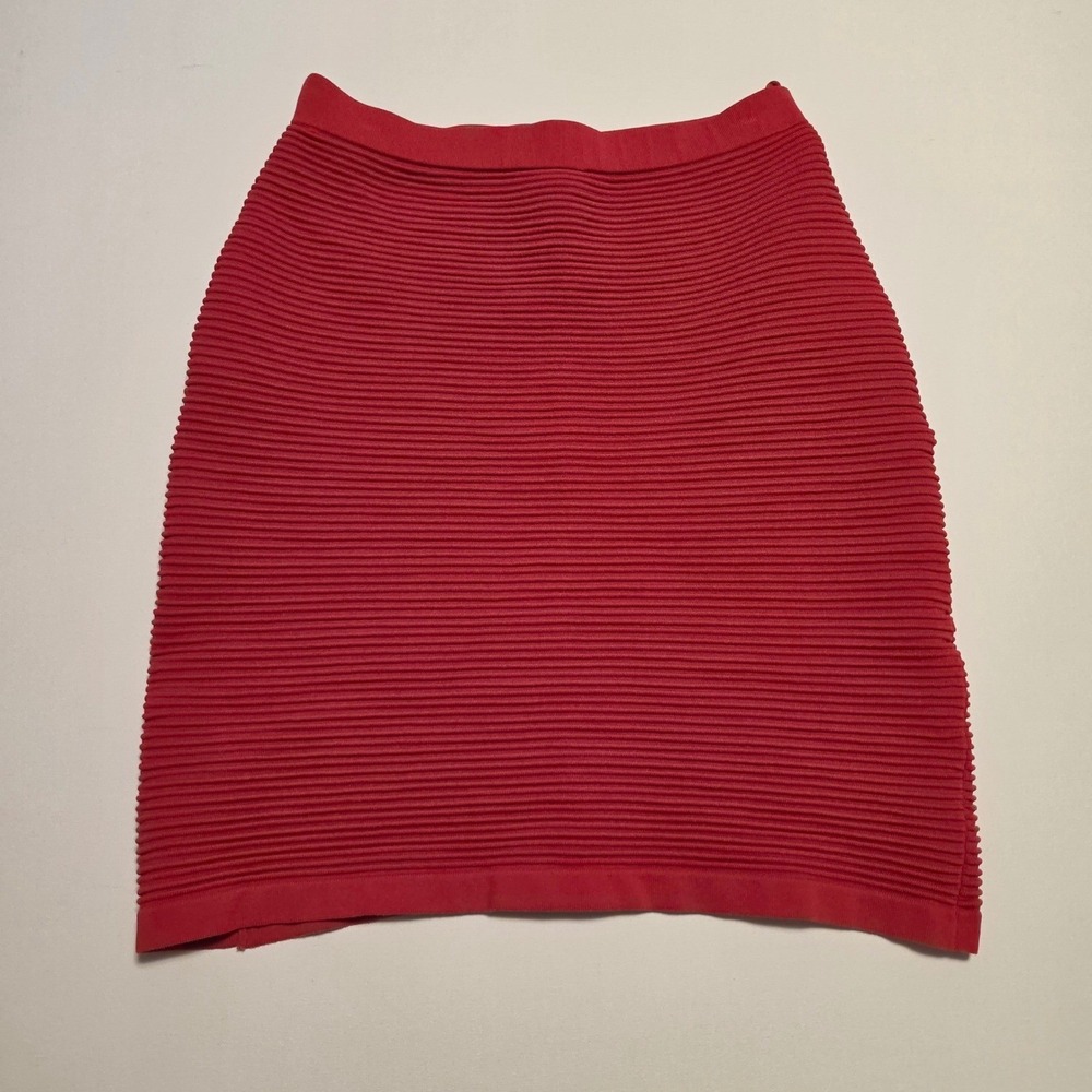 Emporio Armani Ribbed Knit Accordion Mini Skirt Red Size 42 Medium